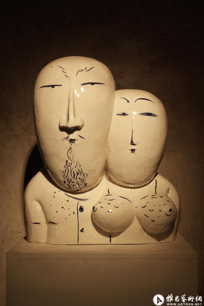 青花公仔·小夫妻(4)_陶艺作品(ceramic works)_魏华作品展_魏华在线
