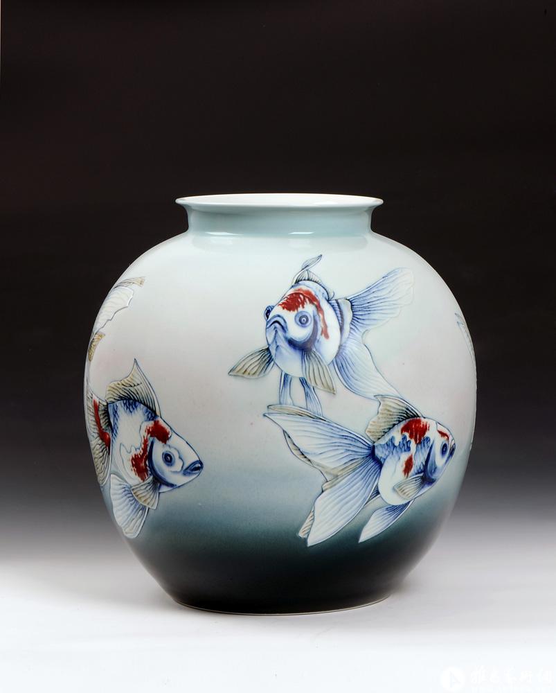 高温色釉综合装饰 《海洋》1__胡景文作品展_胡景文在线作品_胡景文