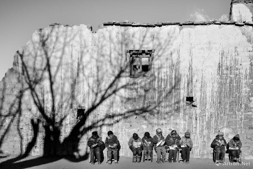 王伟涛作品：一棵树影陪伴着这些孩子，沐浴阳光吸收知识