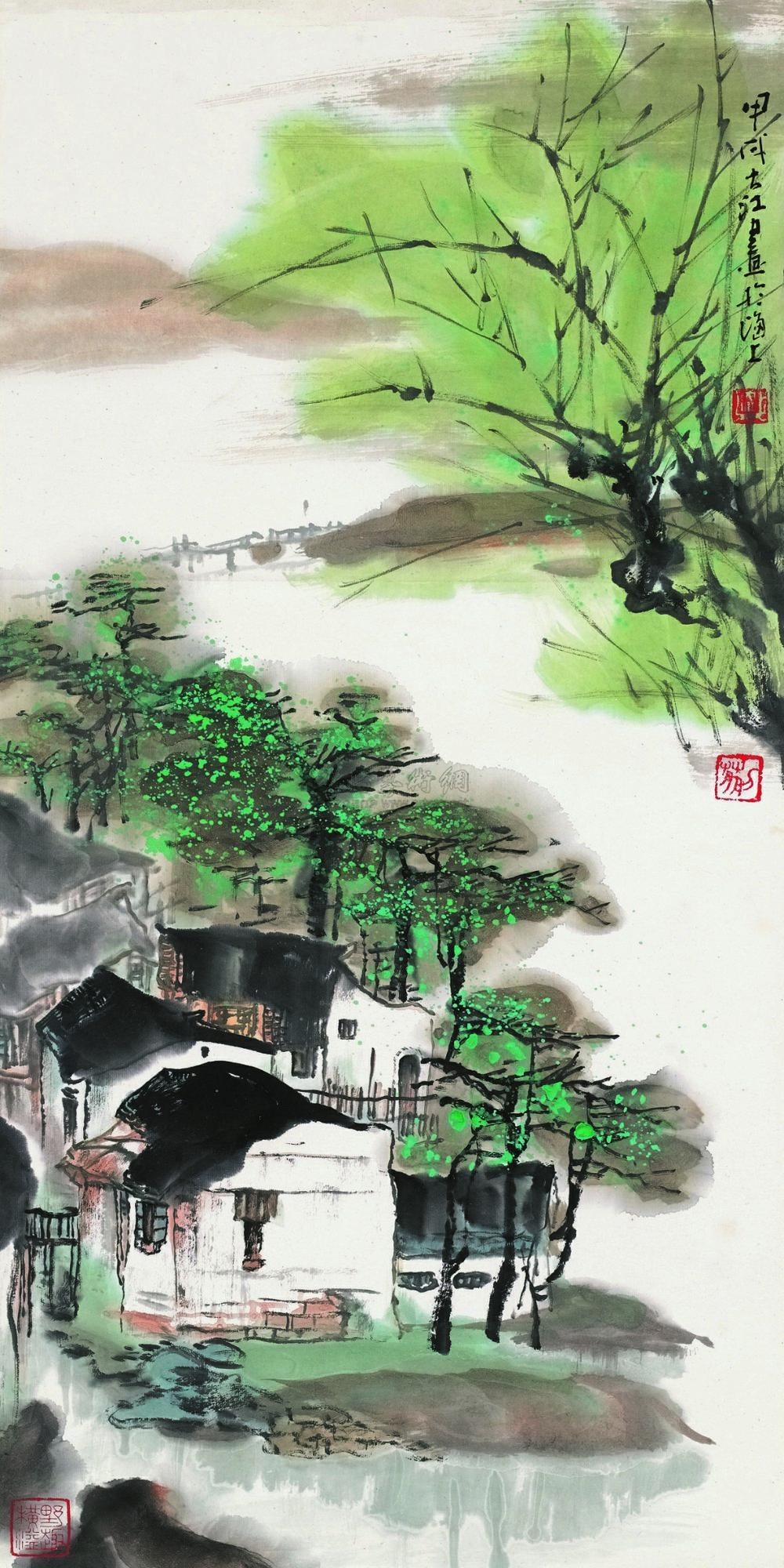0077 江南春早图 立轴 纸本