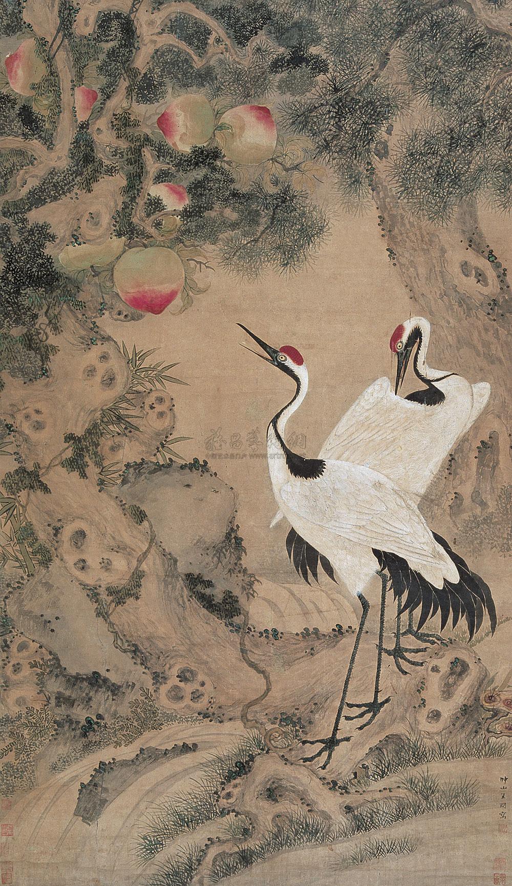 3067 长寿图 立轴 设色纸本