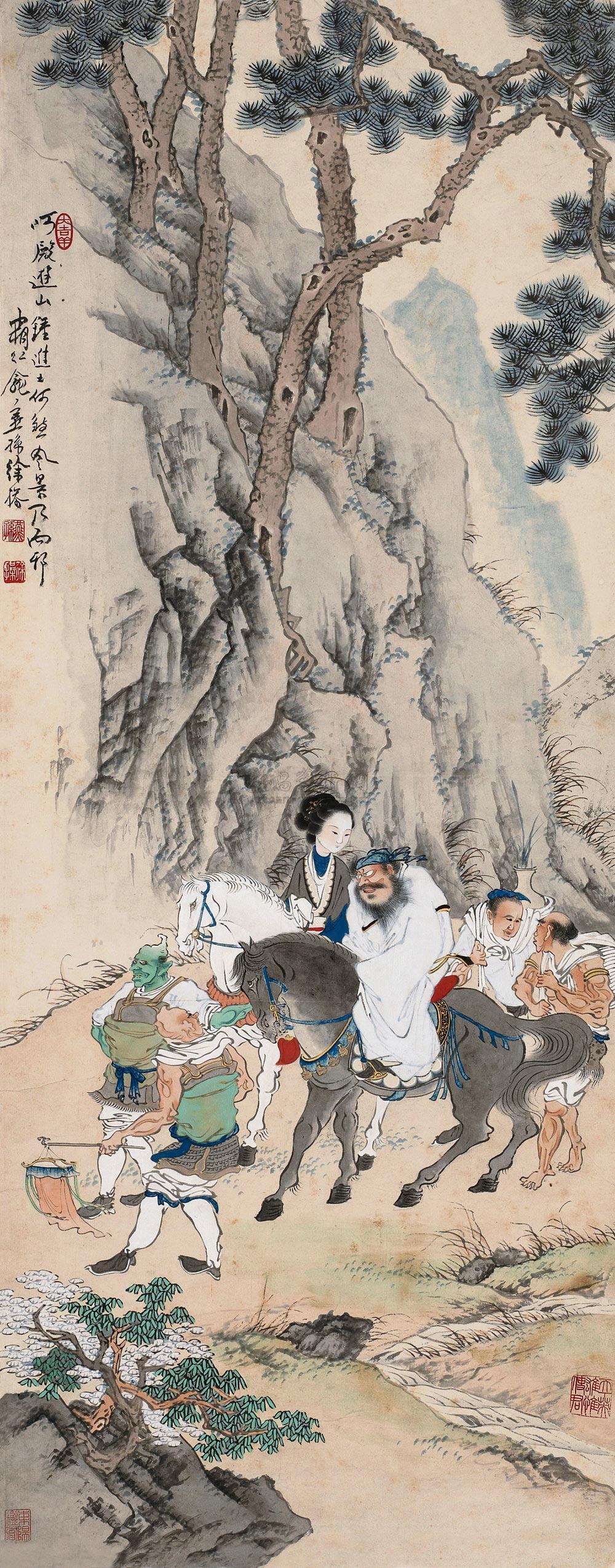 1345 钟馗嫁妹 立轴 设色纸本