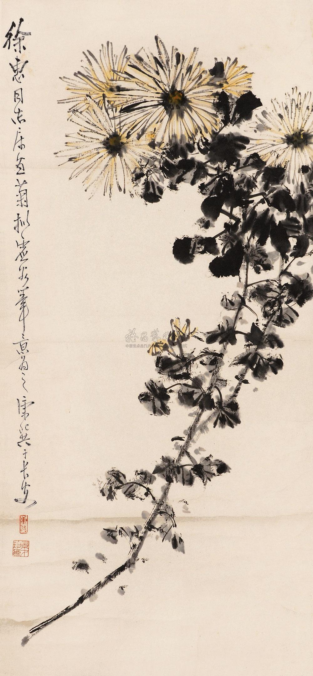 0175 菊花 立轴 设色纸本