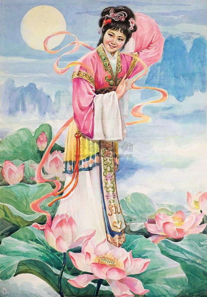 1282 1984年作 荷花仙子 纸本 水彩