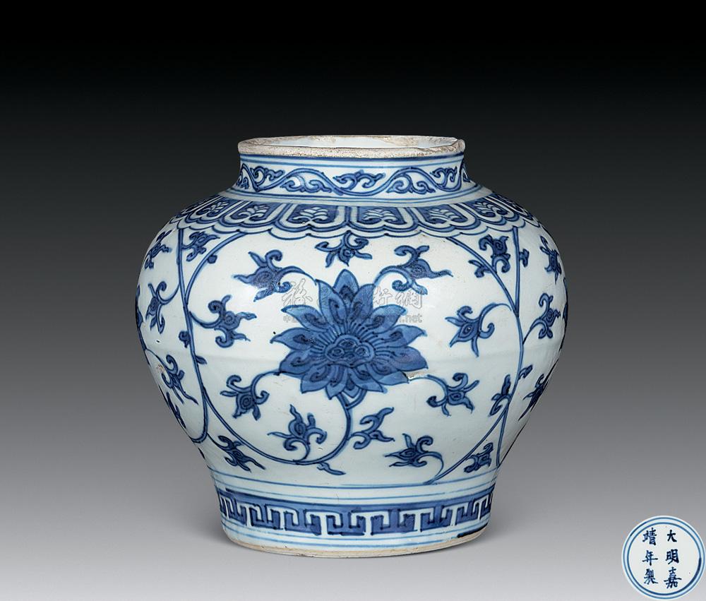 【明嘉靖 青花宝相花纹罐】拍卖品_图片_价格_鉴赏_明代青花瓷器_雅昌