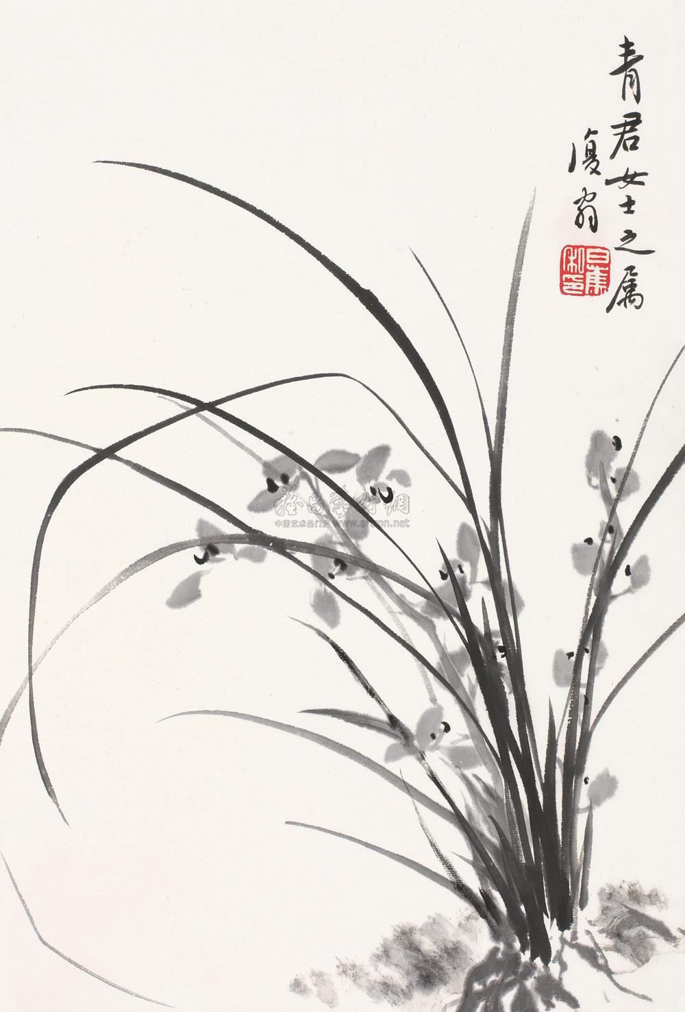 0565 兰花 镜片 水墨纸本