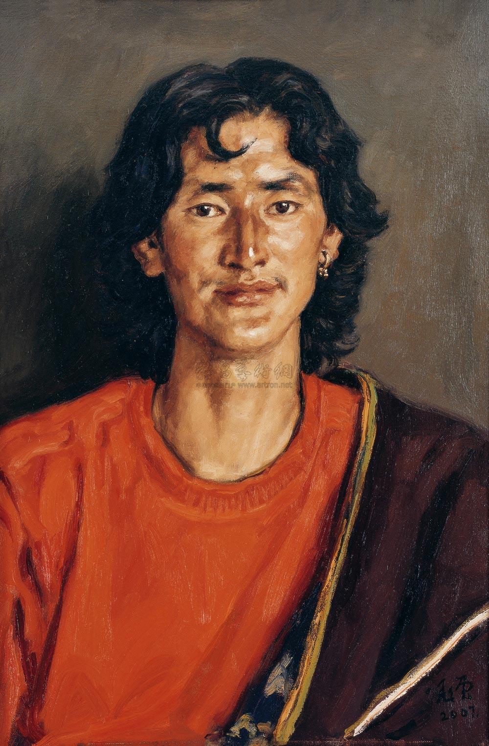 【2007年作 藏族青年 油彩 布面】拍卖品_图片_价格_鉴赏_油画_雅昌