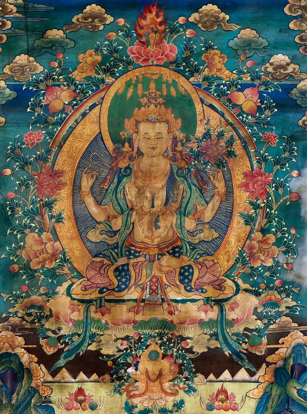 【清中期(18世纪) 四臂观音唐卡】拍卖品_图片_价格_鉴赏_唐卡_雅昌