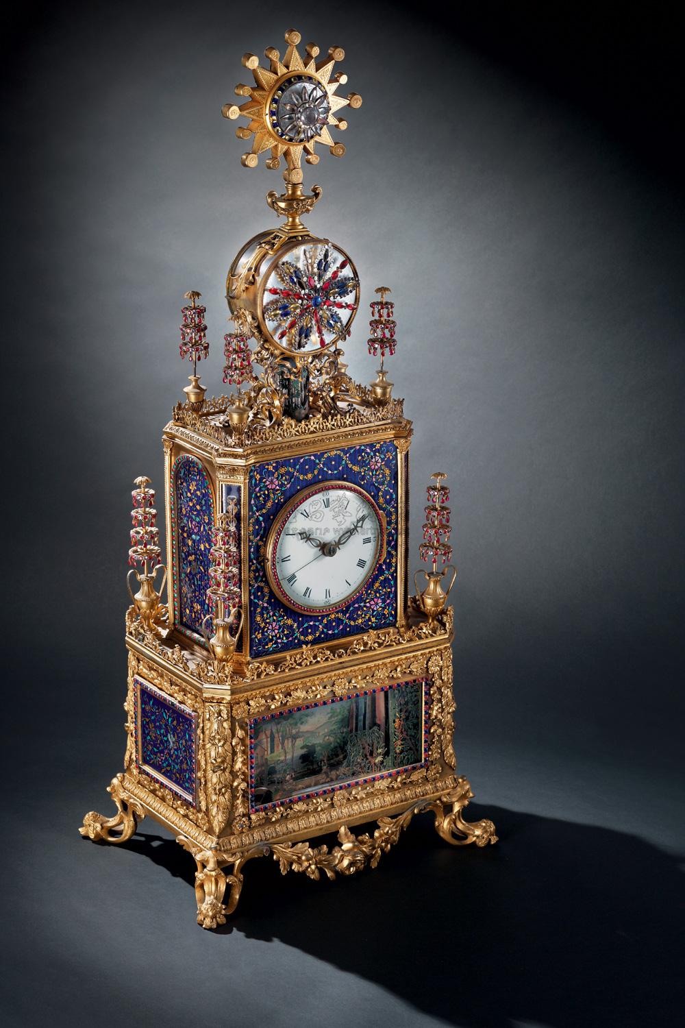 4681 清乾隆 御制铜鎏金珐琅嵌宝石,料西洋式座钟