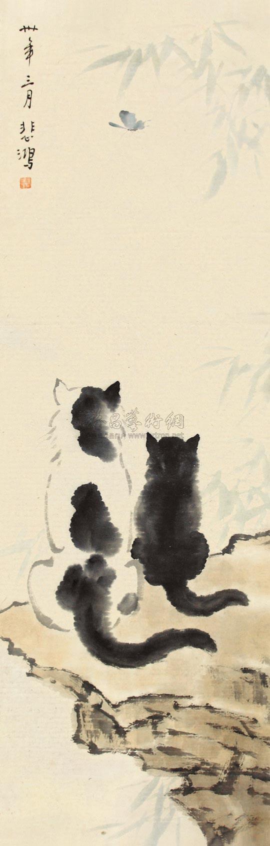 0551 双猫图 镜心