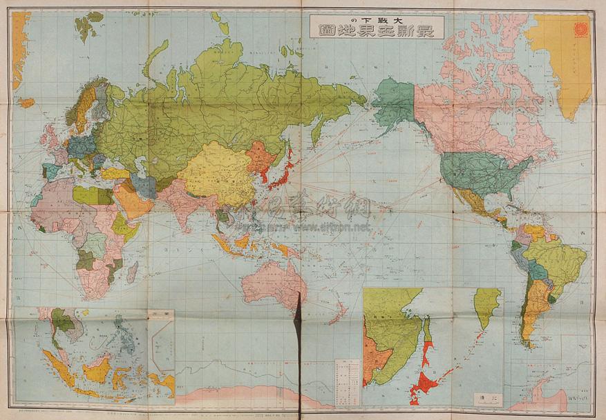 0498 1941年日本发行《大战下的最新世界地图》一幅