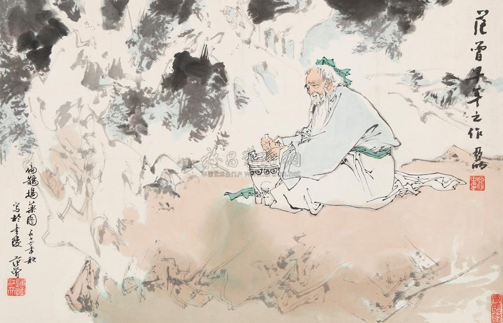 0683 1976年作 扁鹊捣药图 镜心 纸本