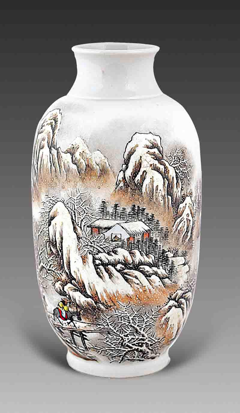 【民国 何许人制粉彩雪景瓶】拍卖品_图片_价格_鉴赏_民国瓷器_雅昌