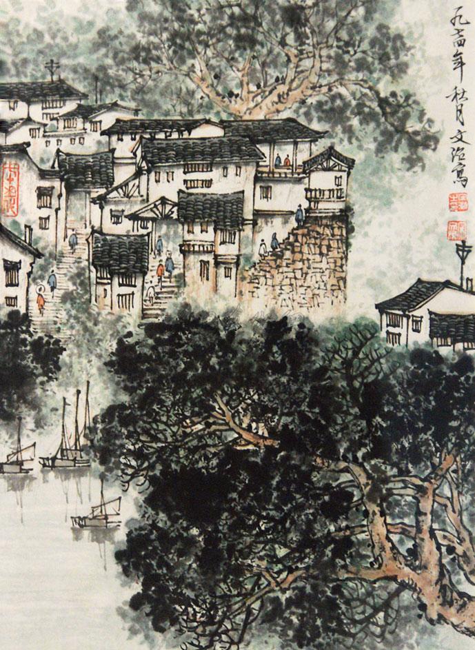 1186 江南小景 镜心