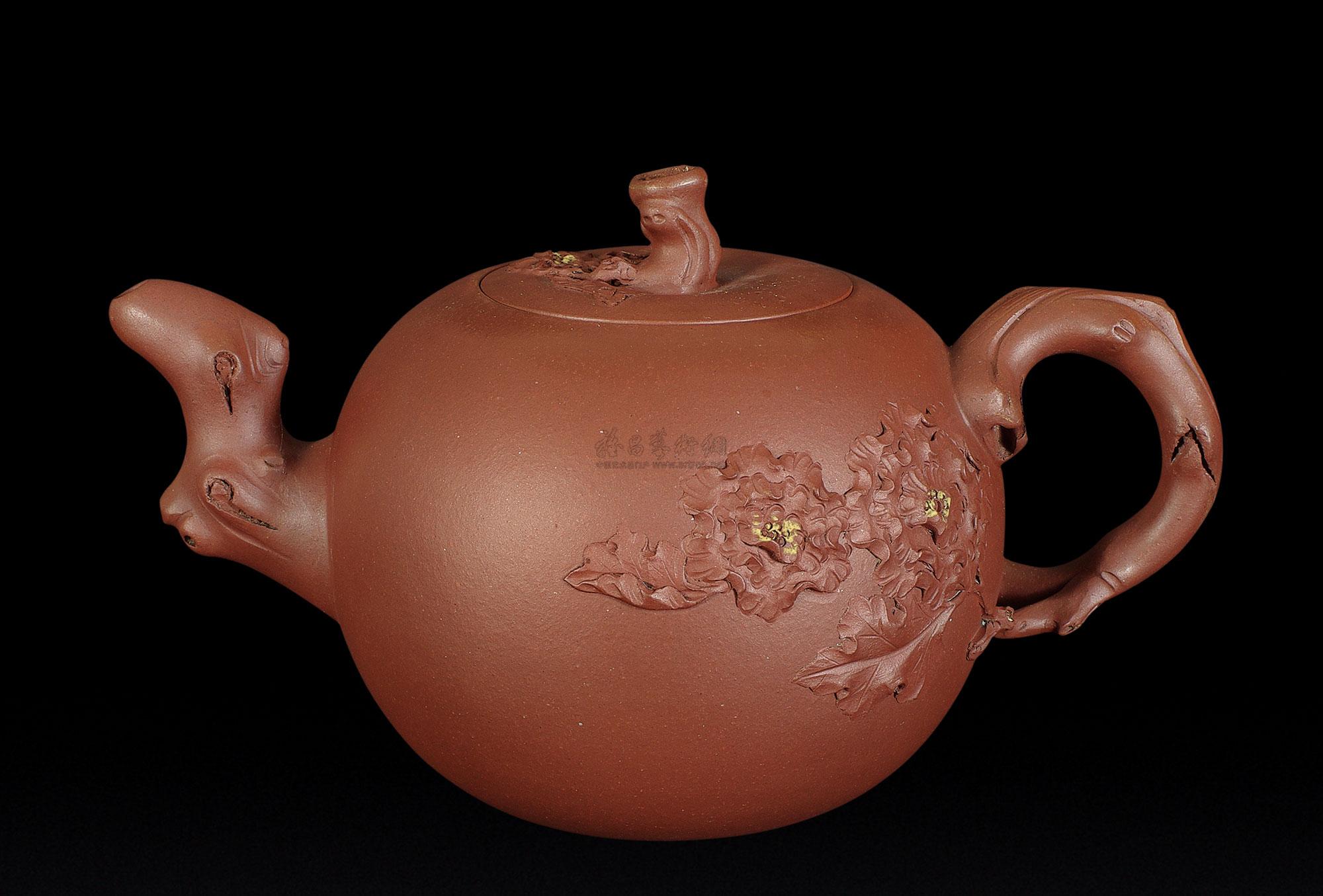 1464 朱可心制牡丹报春紫砂壶