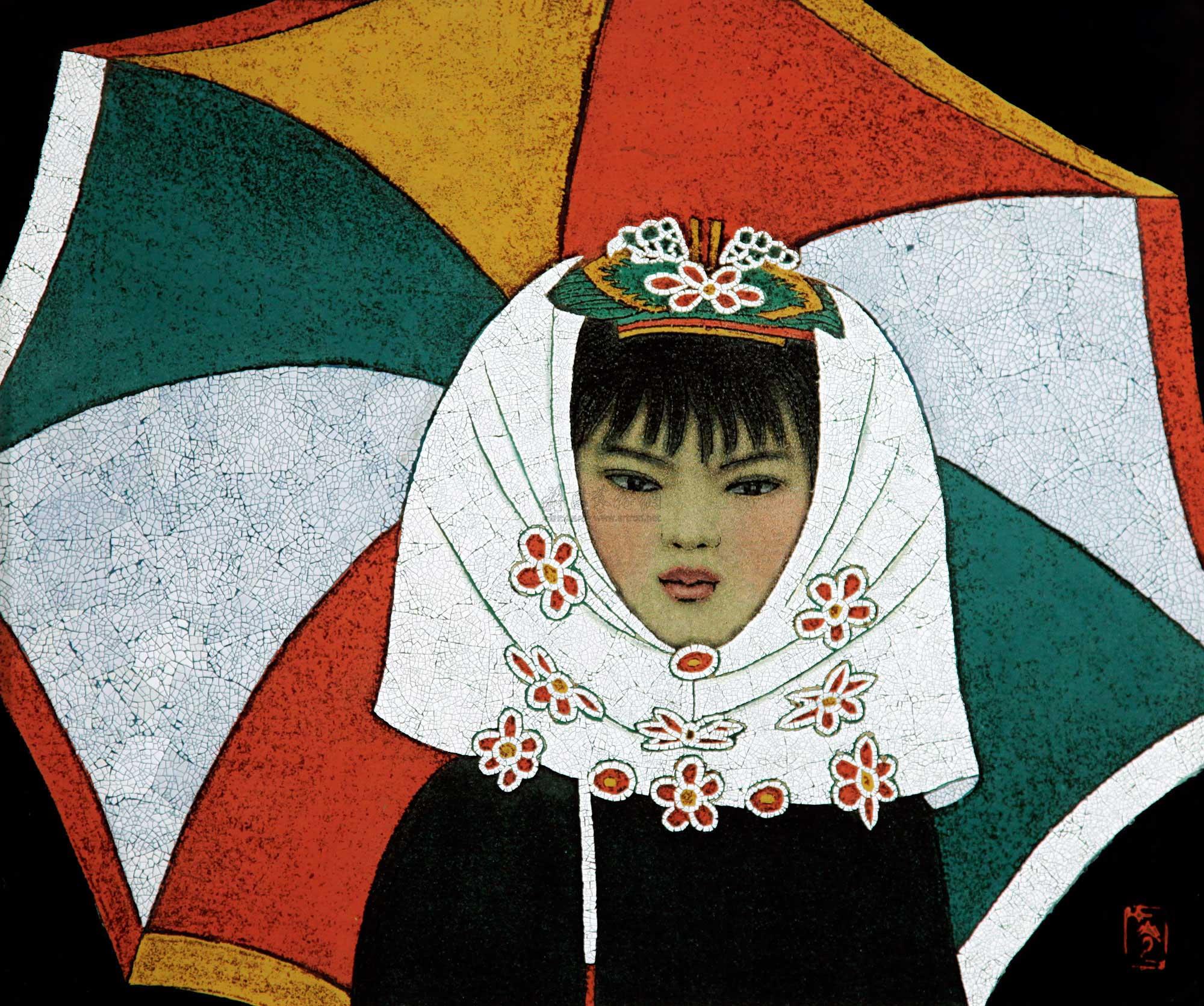 【早期 伞下惠安女 漆画木板】拍卖品_图片_价格_鉴赏_绘画_雅昌艺术