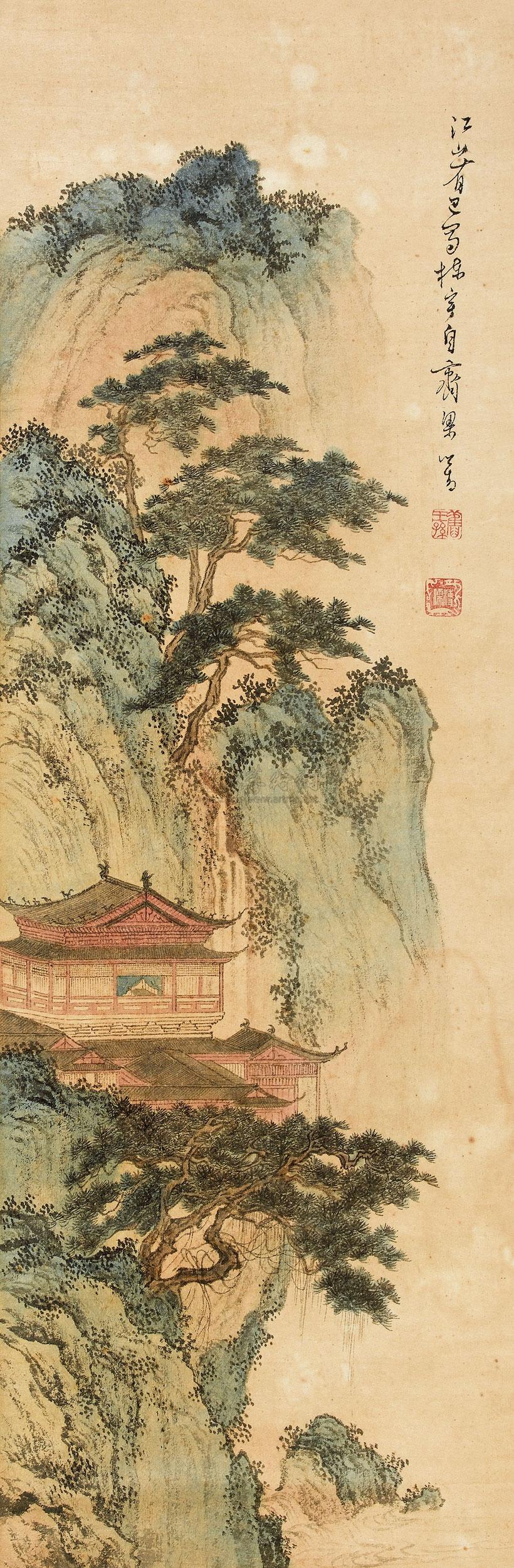 0010 松山楼阁 镜心 纸本