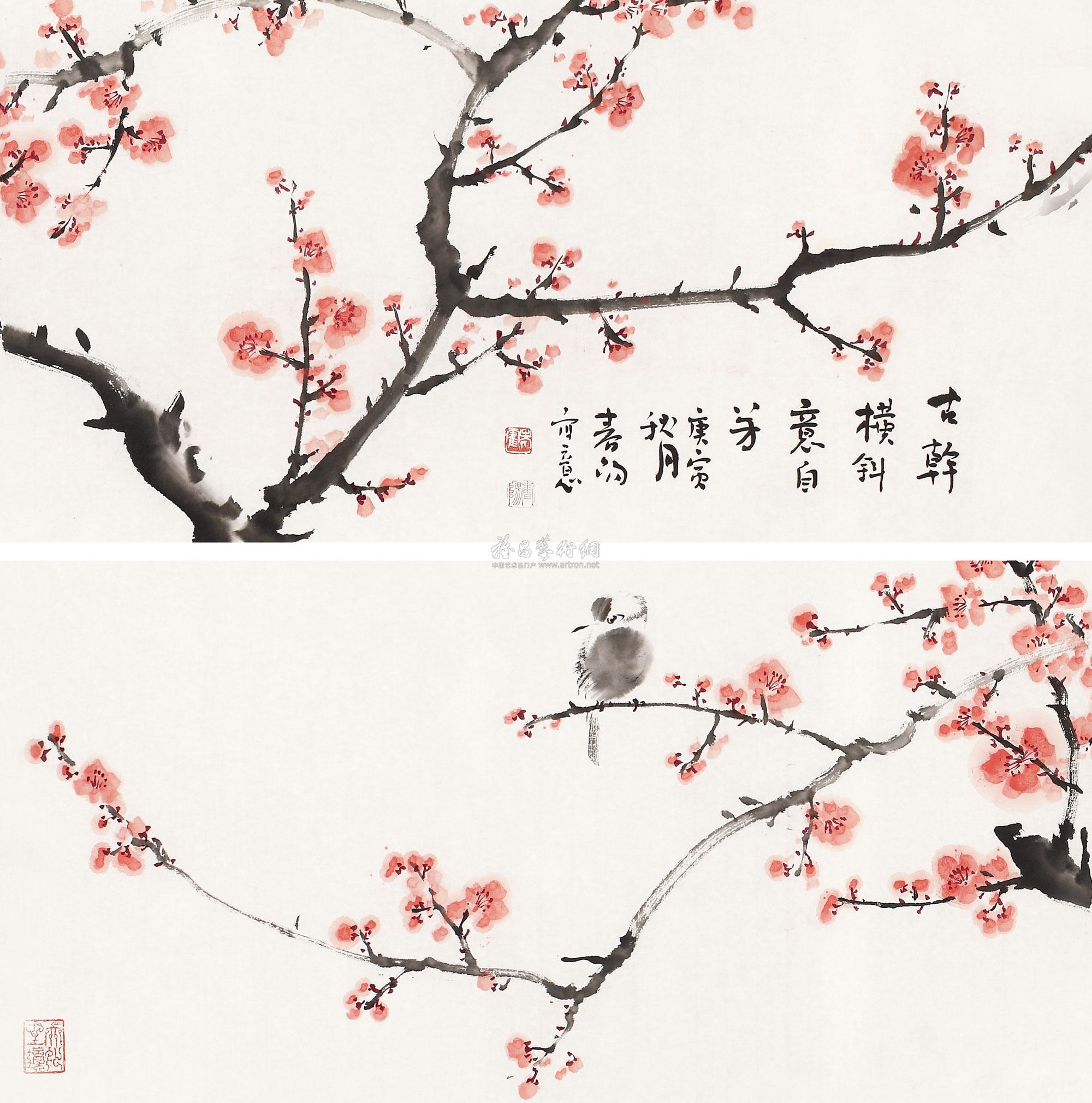 0116 梅花小鸟 镜心 设色纸本