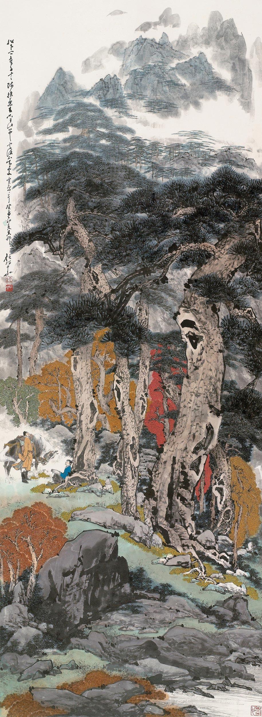 1930 贾岛诗意图 立轴 设色纸本