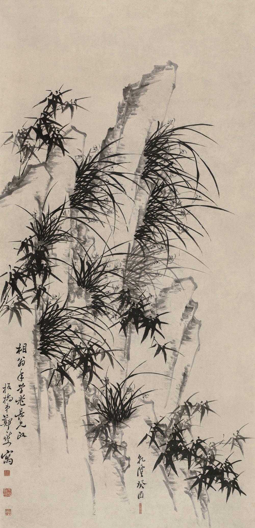 【1753年作 三友图 立轴 水墨纸本】拍卖品_图片_价格_鉴赏_绘画_雅昌