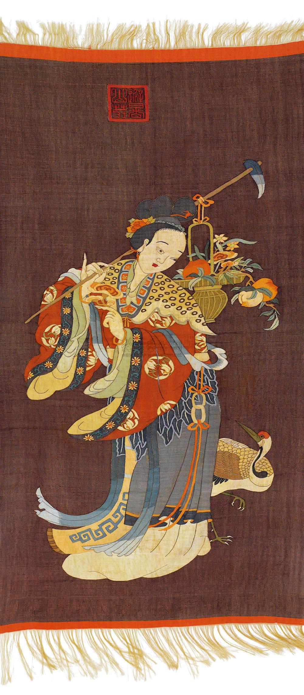 0930 清 "避暑山庄"款双面缂丝"麻菇献寿"
