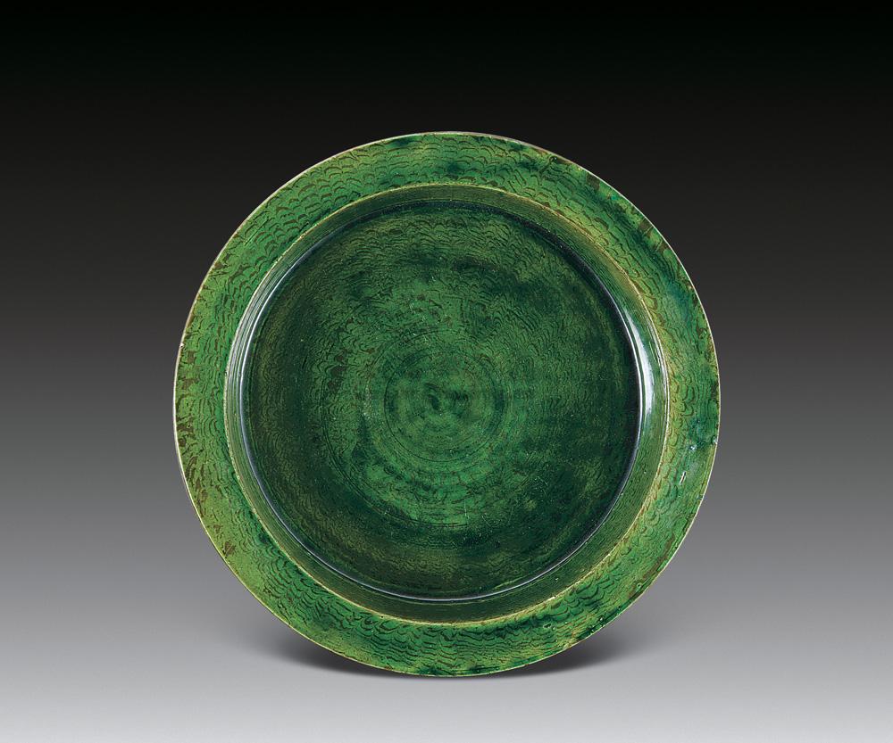 1049 唐 孔雀绿绞釉三足笔洗