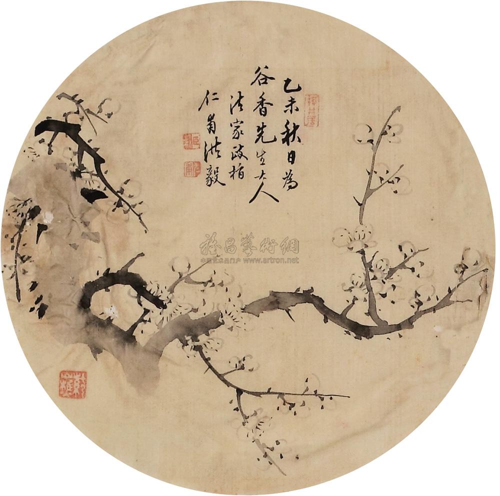 0523 墨梅图 镜心 水墨绢本