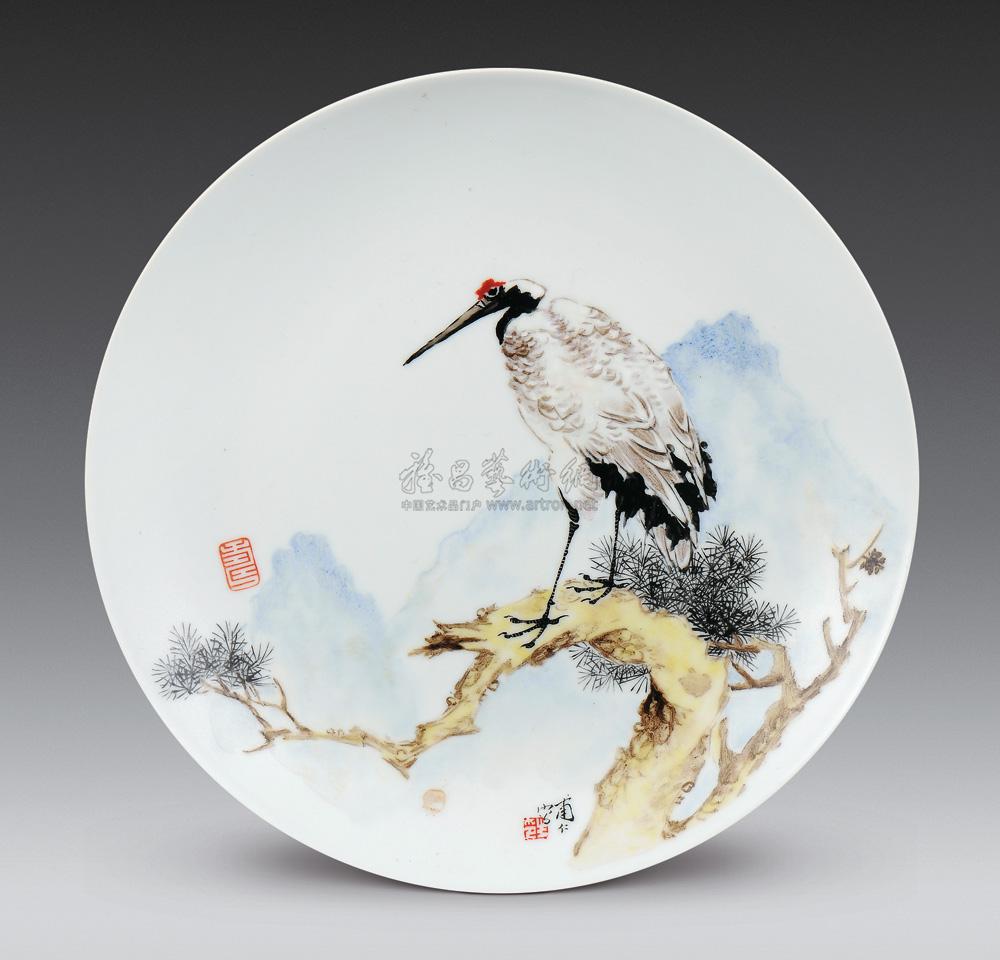 0191 现代 邹甫仁 粉彩花鸟盘 (一套)