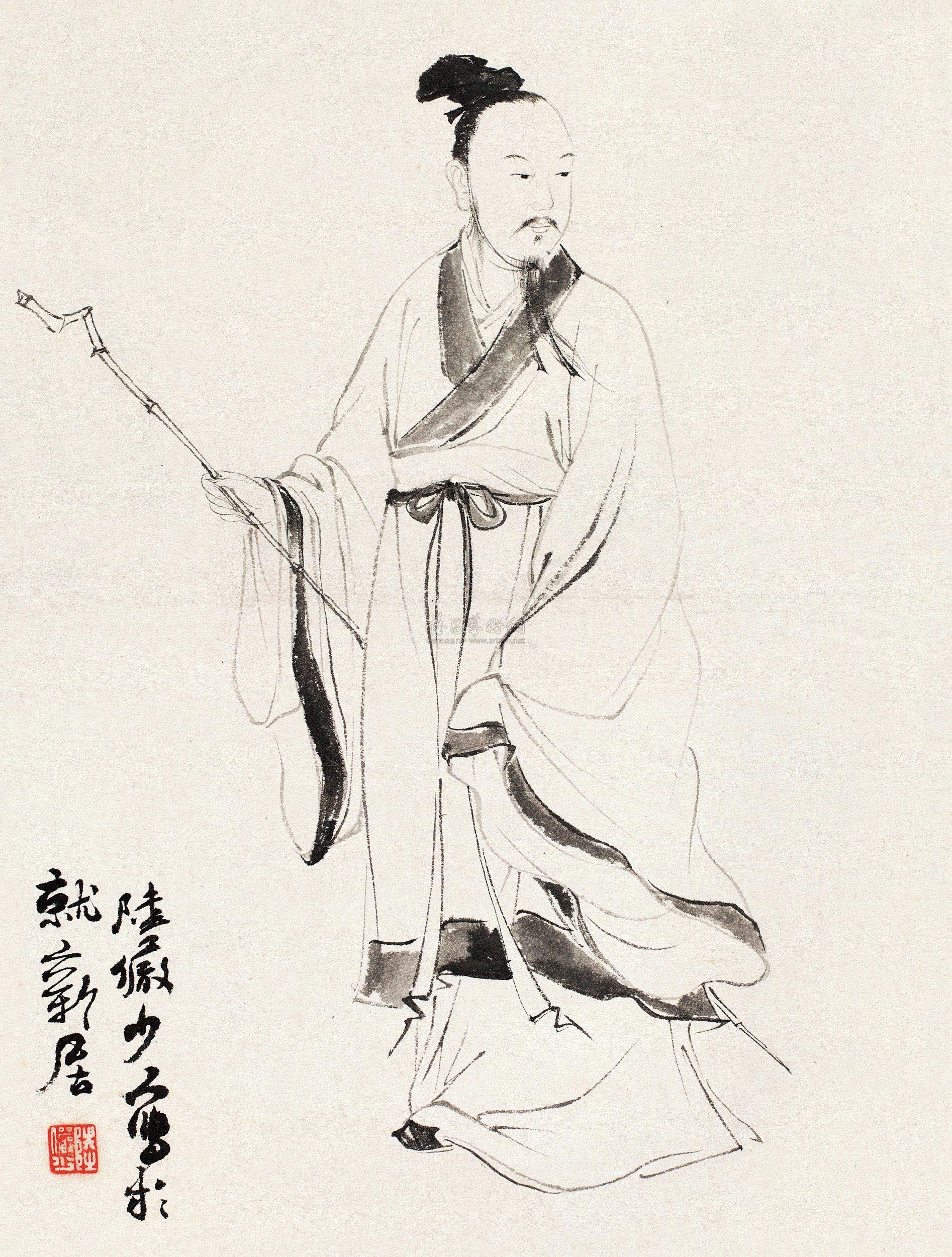 0144 高士图 镜片,连框 水墨纸本