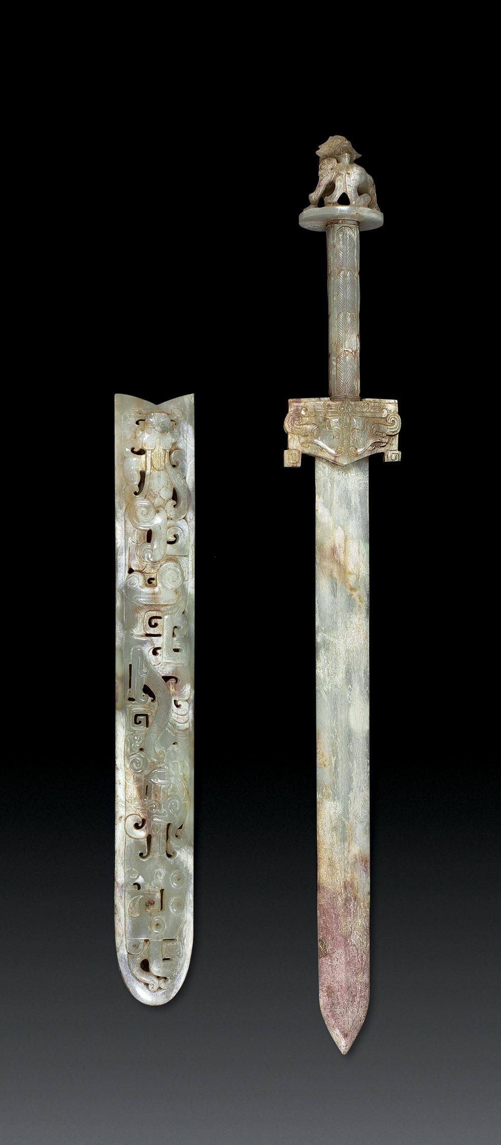 1145 汉代 白玉螭纹剑(带剑鞘)