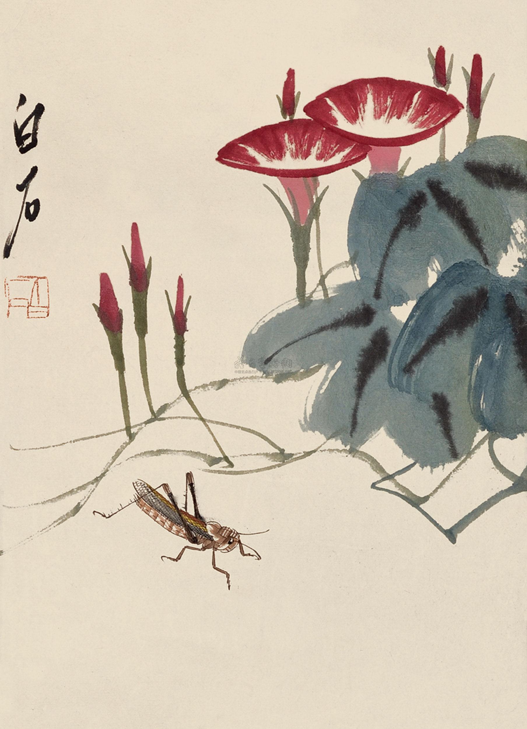 0248 花卉草虫 镜心 纸本