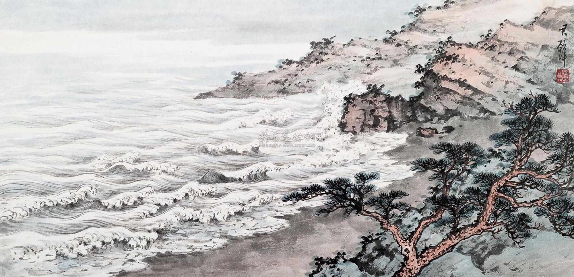 2003 松涛图 镜框 设色纸本