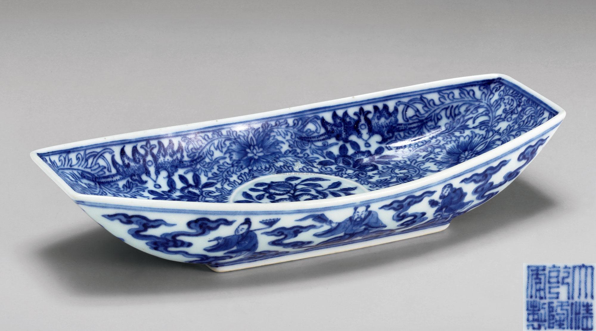 *1831 清乾隆 青花八仙人物茶船