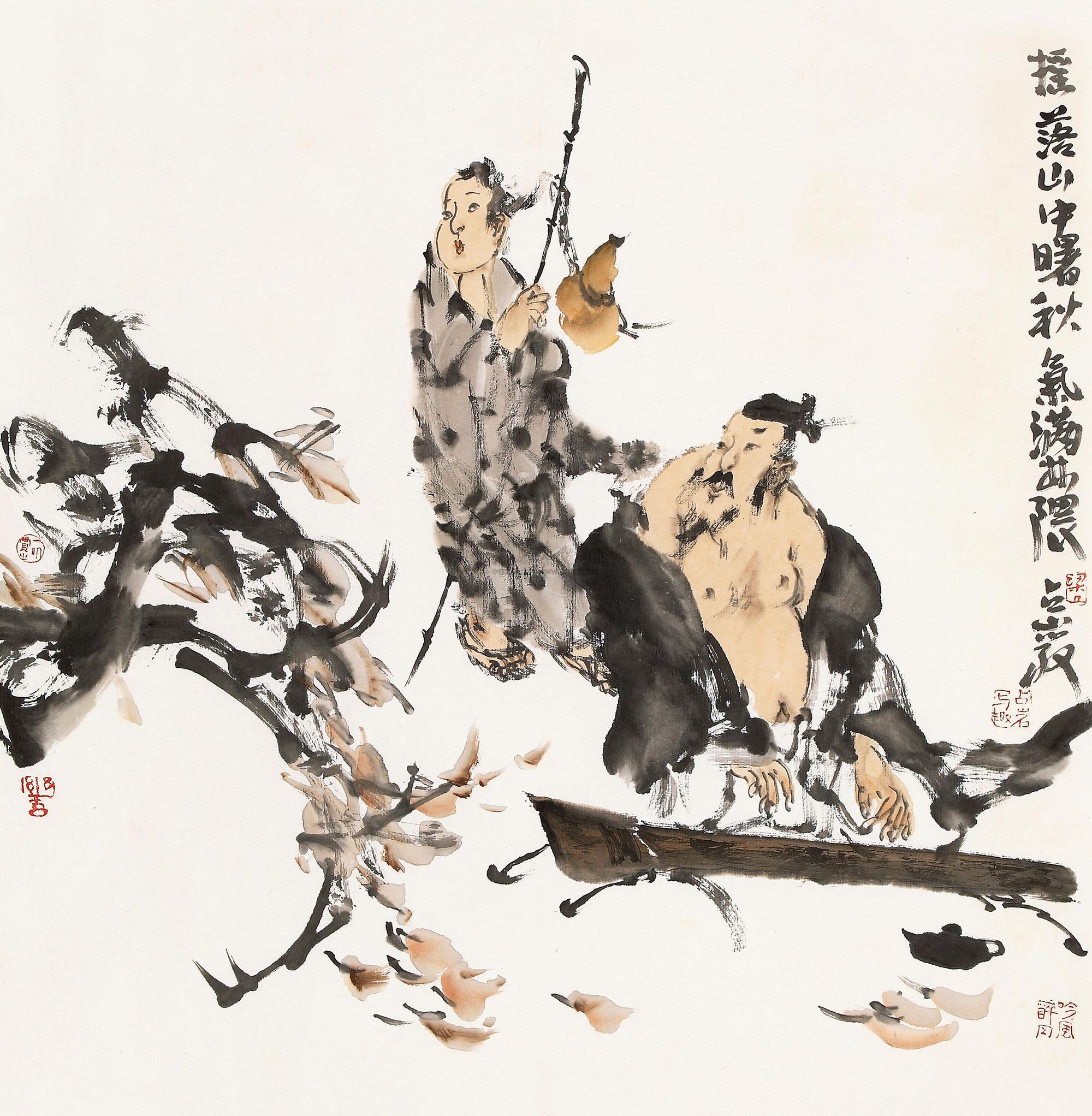 0240 抚琴图 镜心 设色纸本