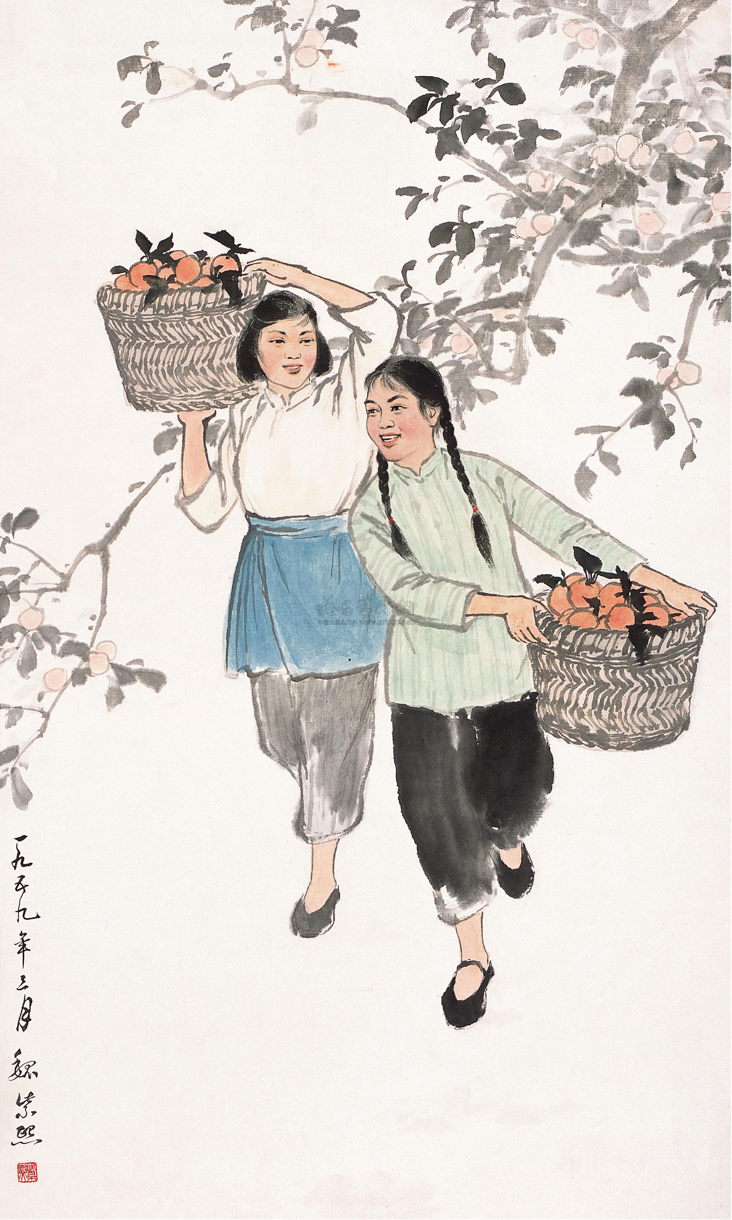 0462 1959年作 丰收图 镜片 设色纸本