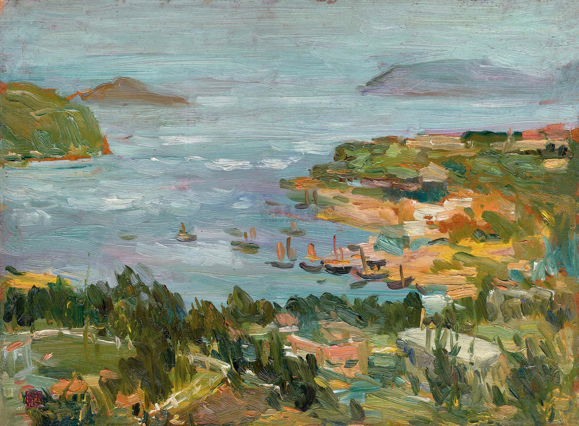 【1952年作 香港海湾 纤维板油画】拍卖品_图片_价格_鉴赏_油画_雅昌