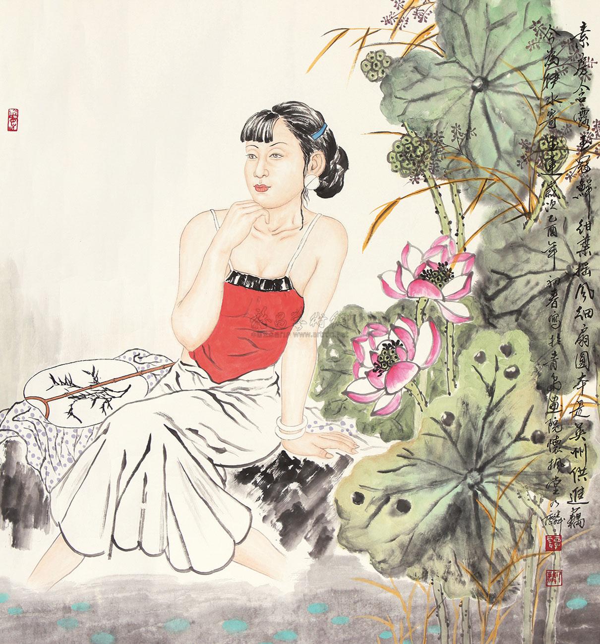 0244 2005年作 采荷女 镜片 纸本