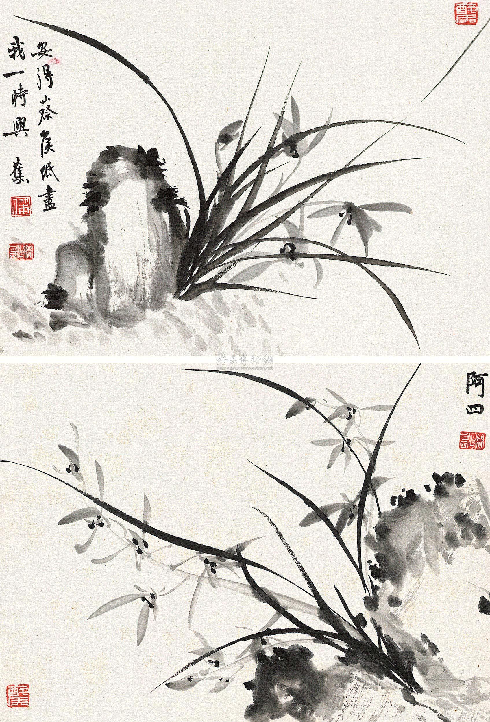 0056 兰花 镜心 纸本