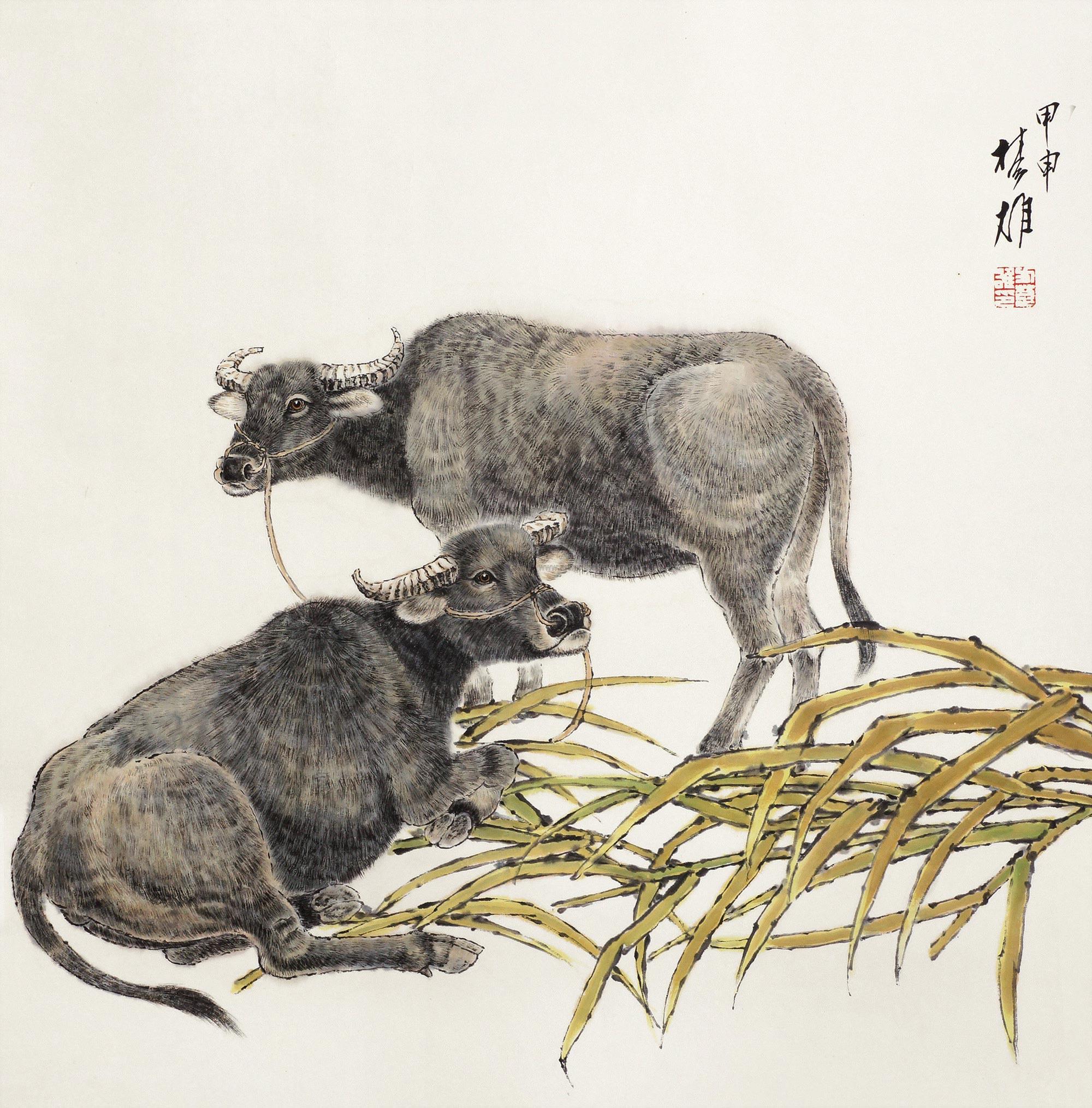 0396 牛 镜片 纸本