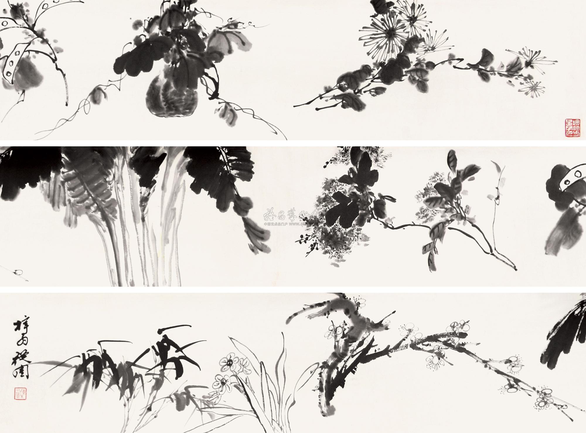 【花卉 手卷 水墨纸本】拍卖品_图片_价格_鉴赏_绘画_雅昌艺术品拍卖