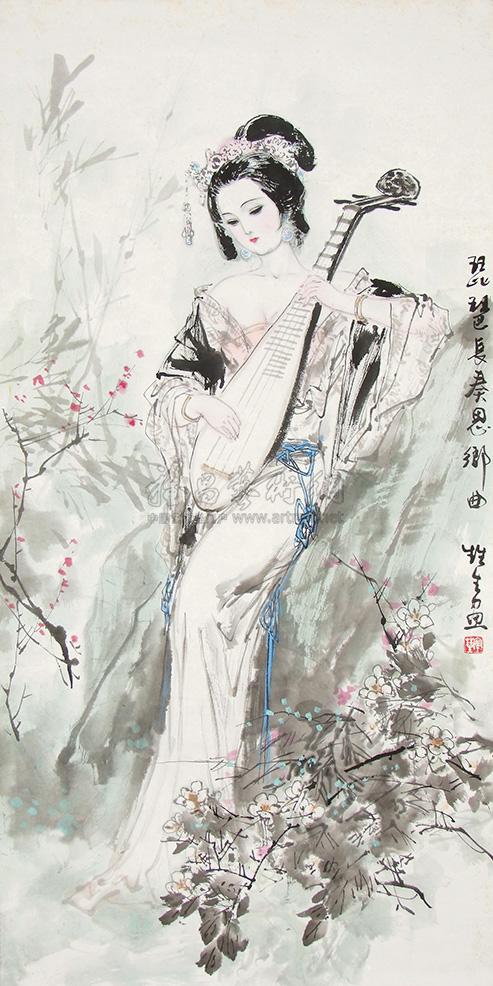0083 琵琶仕女 镜心 设色纸本