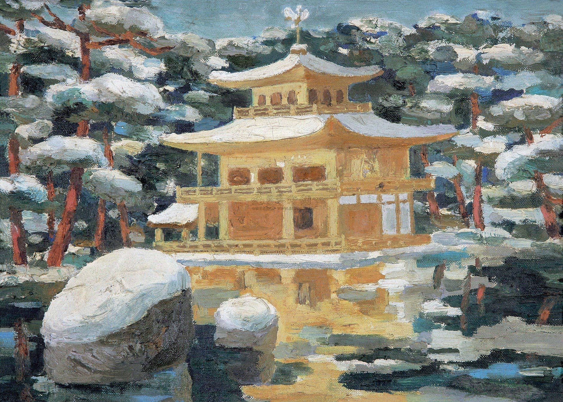 0030 金阁寺 布面油画