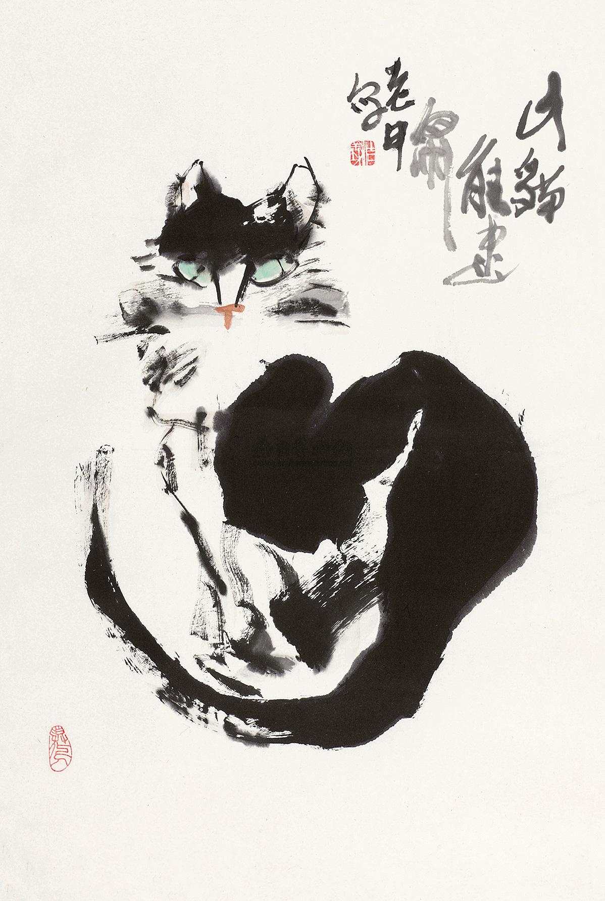 4416 猫 立轴 设色纸本