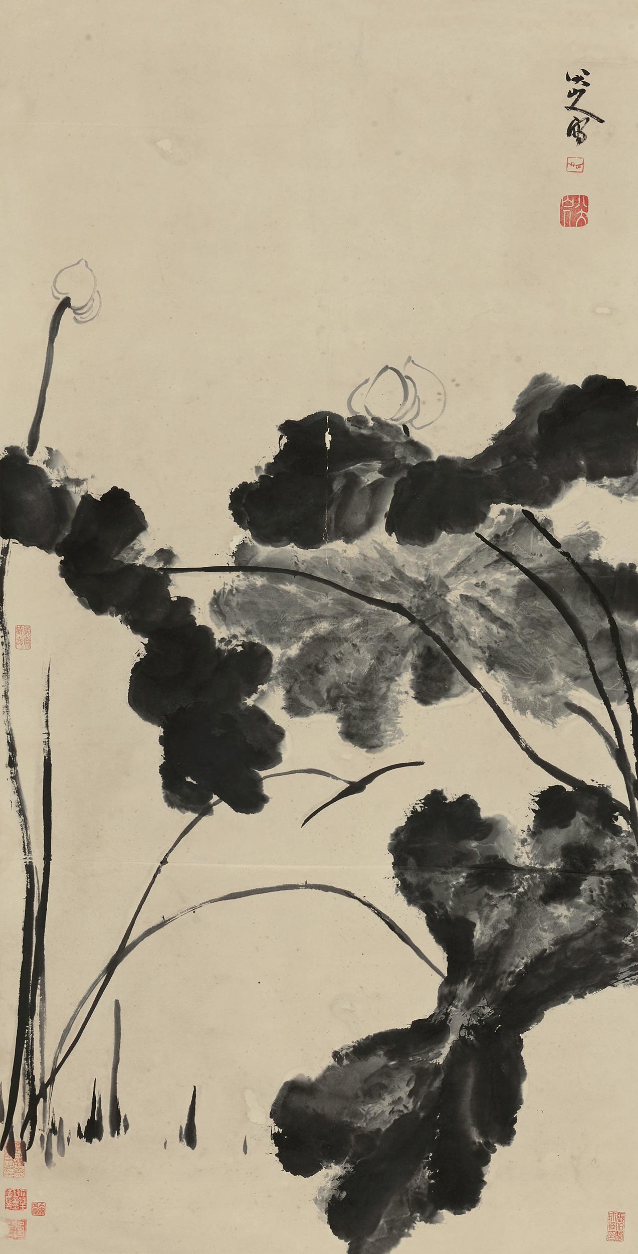 4977 墨荷图 立轴 水墨纸本