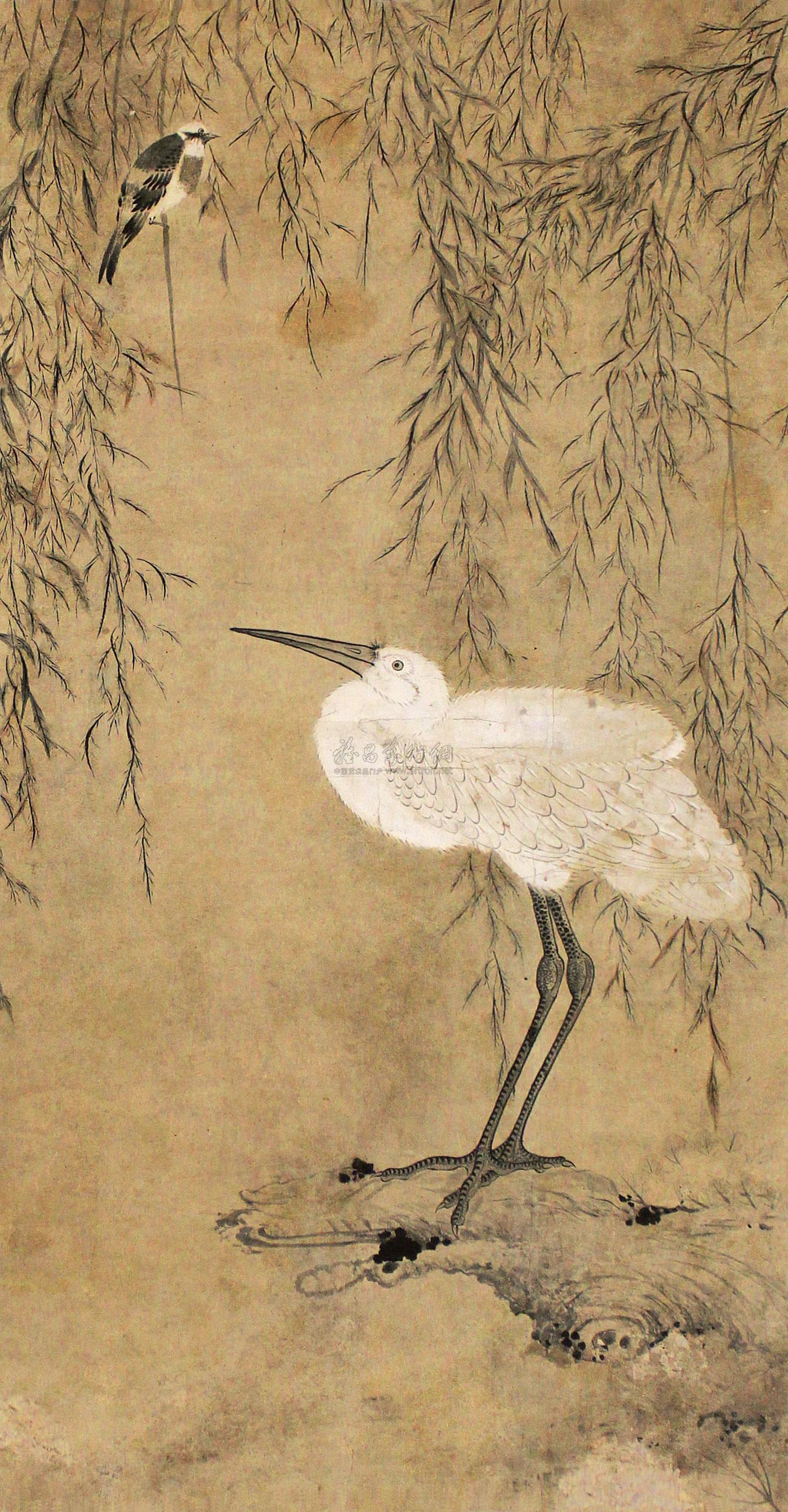 0368 仙鹤祝寿 镜片 设色纸本