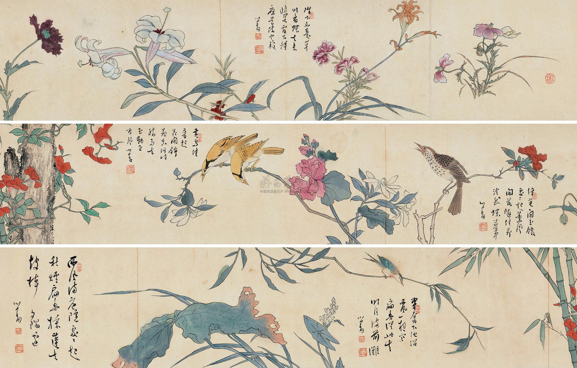 0993 仿宋花鸟 手卷 设色纸本