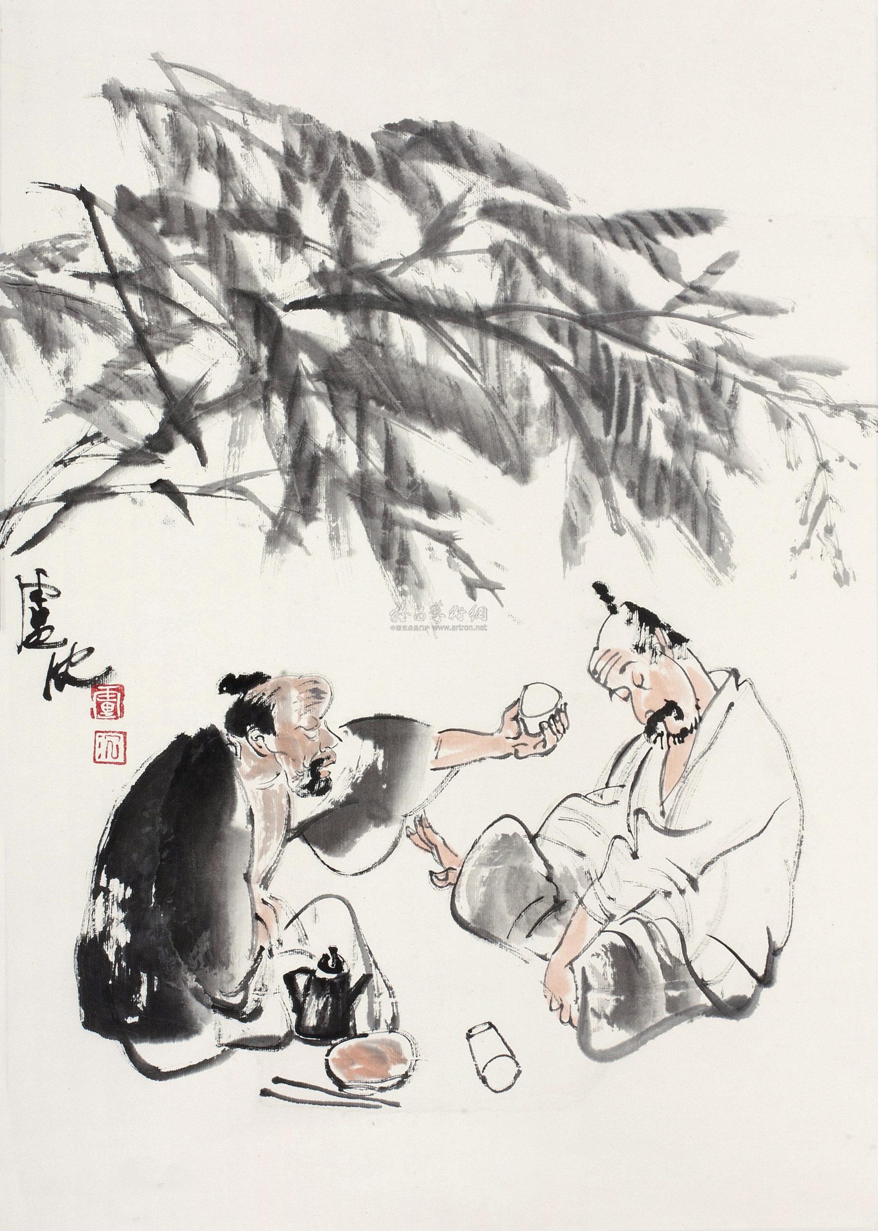 0559 劝酒图 立轴 设色纸本