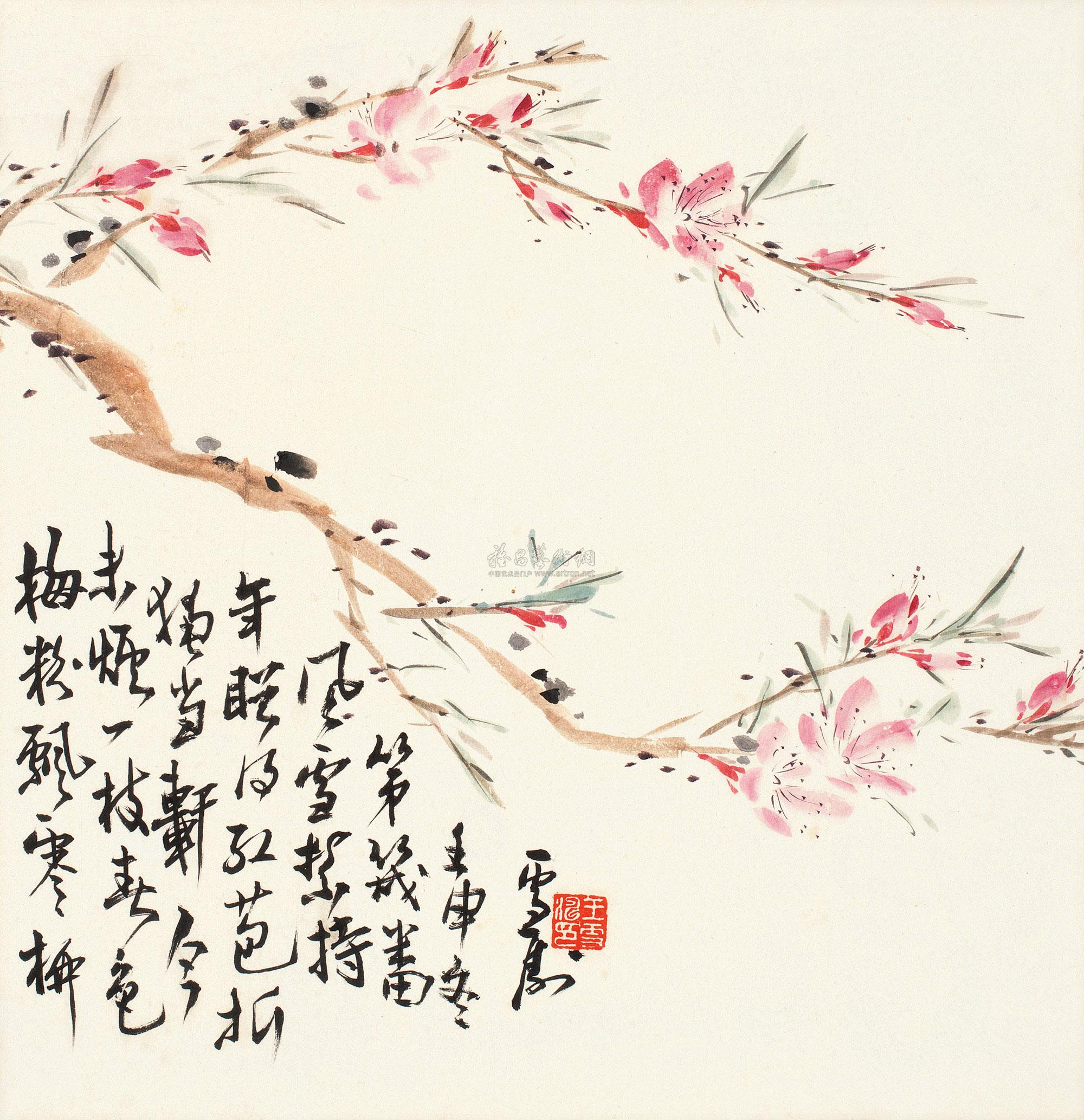 0754 壬申(1932年)作 桃花 镜心 纸本