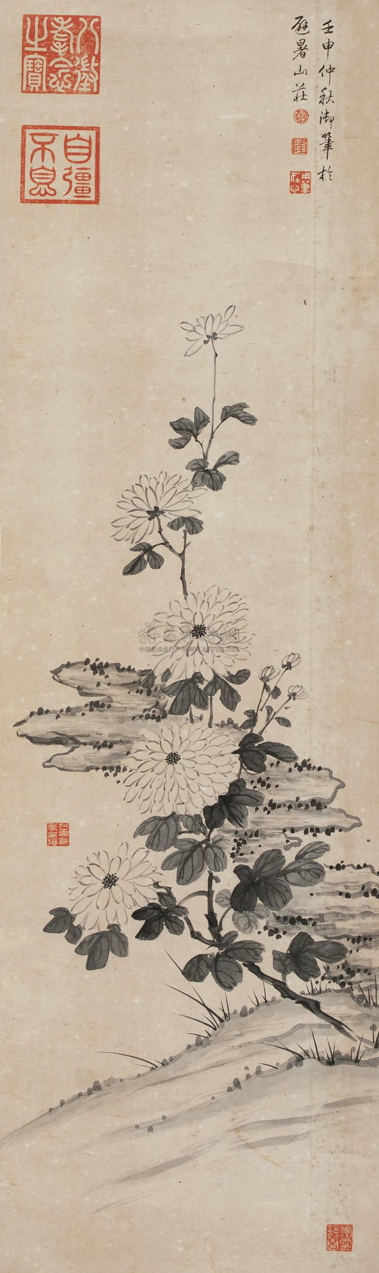 *1474 壬申(1752年)作 菊石图 立轴 纸本