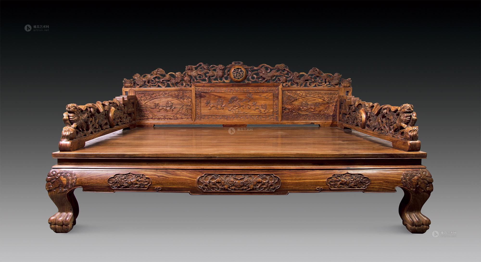 1530 清 红木龙纹罗汉床